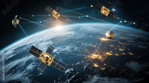 Global Satellite Network Orbiting Earth