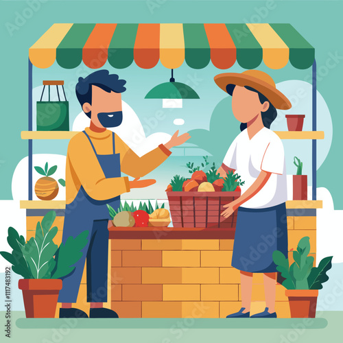 vegetables seller vegetables shop vegetables selling vector illustration graphic design artwork