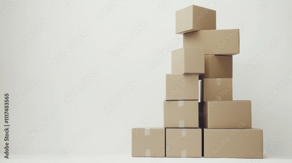Obraz premium A Tower of Cardboard Boxes: Moving Day Preparation