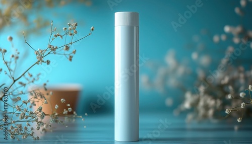 side view of blank white weed joint plastic tube mockup stand