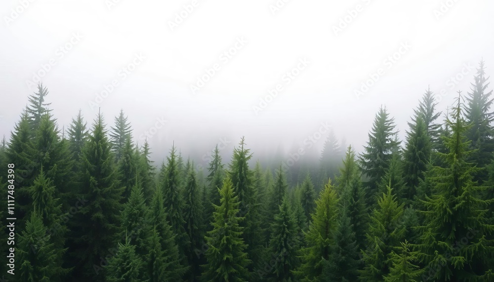 Fototapeta premium Misty Mountain Coniferous Forest Treescape