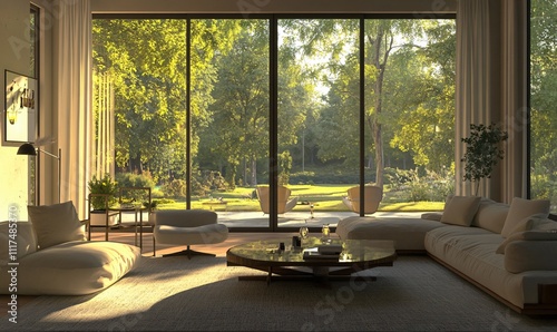 Modern interior design featuring warm color tones, creating a cozy and inviting atmosphere, perfect for residential or commercial spaces, combining comfort and contemporary style.