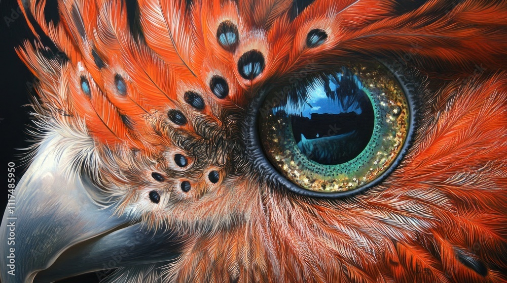 Close-Up of a Parrot's Eye and Feathers Close-Up of a Parrot's Eye and Feathers