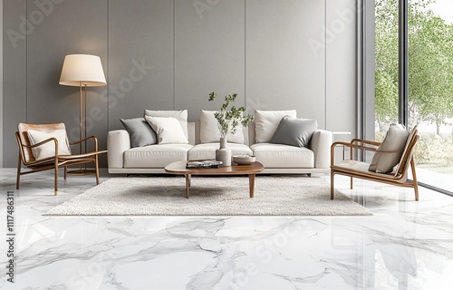 Modern interior design featuring warm color tones, creating a cozy and inviting atmosphere, perfect for residential or commercial spaces, combining comfort and contemporary style.