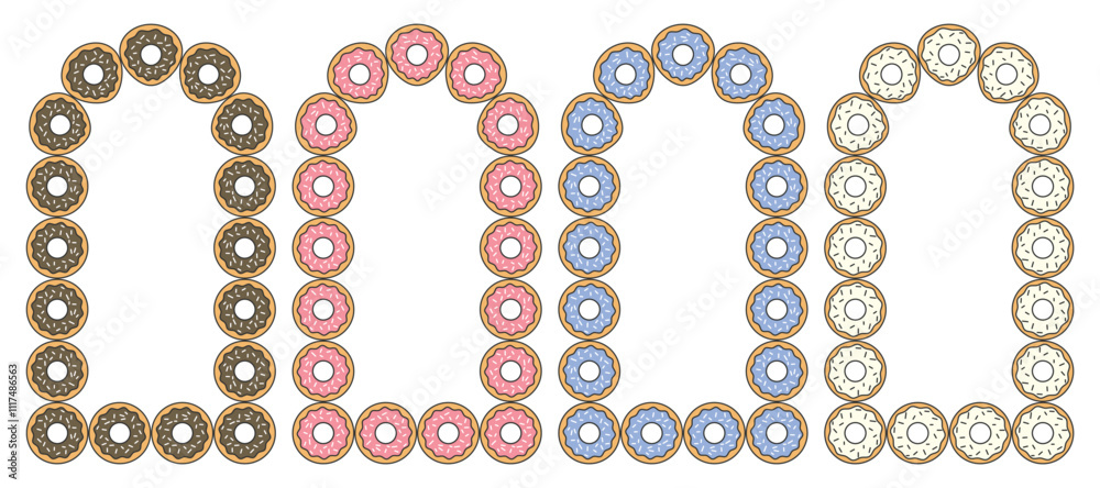 Donuts food illustration frame set background Donuts food illustration frame set background
