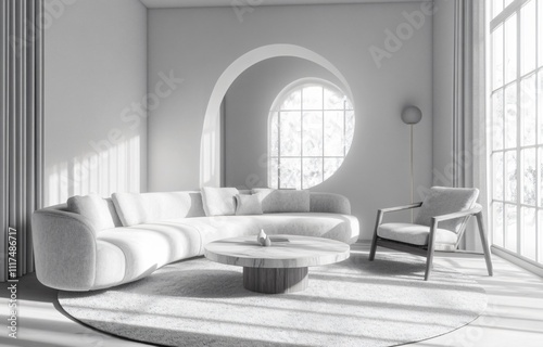 Modern interior design featuring warm color tones, creating a cozy and inviting atmosphere, perfect for residential or commercial spaces, combining comfort and contemporary style.