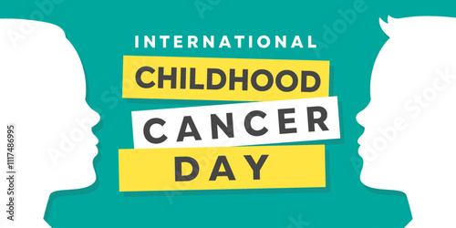 International Childhood Cancer Day. Children. Great for cards, banners, posters, social media and more. Green background.  