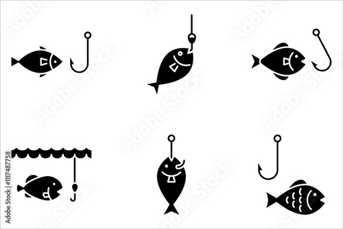 fishing icon set. fishing icon outline style design on white background