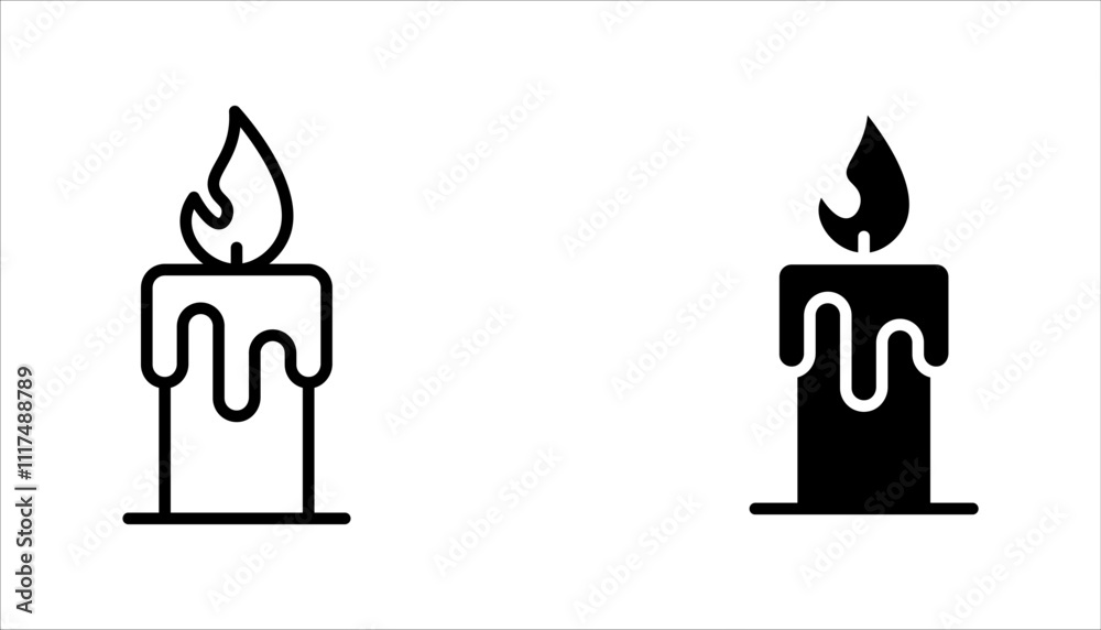 Candle icon set. Candles flaming flat icons on white background Candle icon set. Candles flaming flat icons on white background