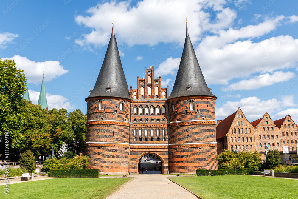 Holsten Gate Holstentor Hanseatic city of Lübeck in Germany
