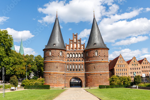Obraz na płótnie Holsten Gate Holstentor Hanseatic city of Lübeck in Germany w salonie