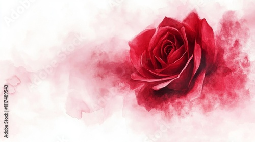 Stunning Red Rose Watercolor Painting