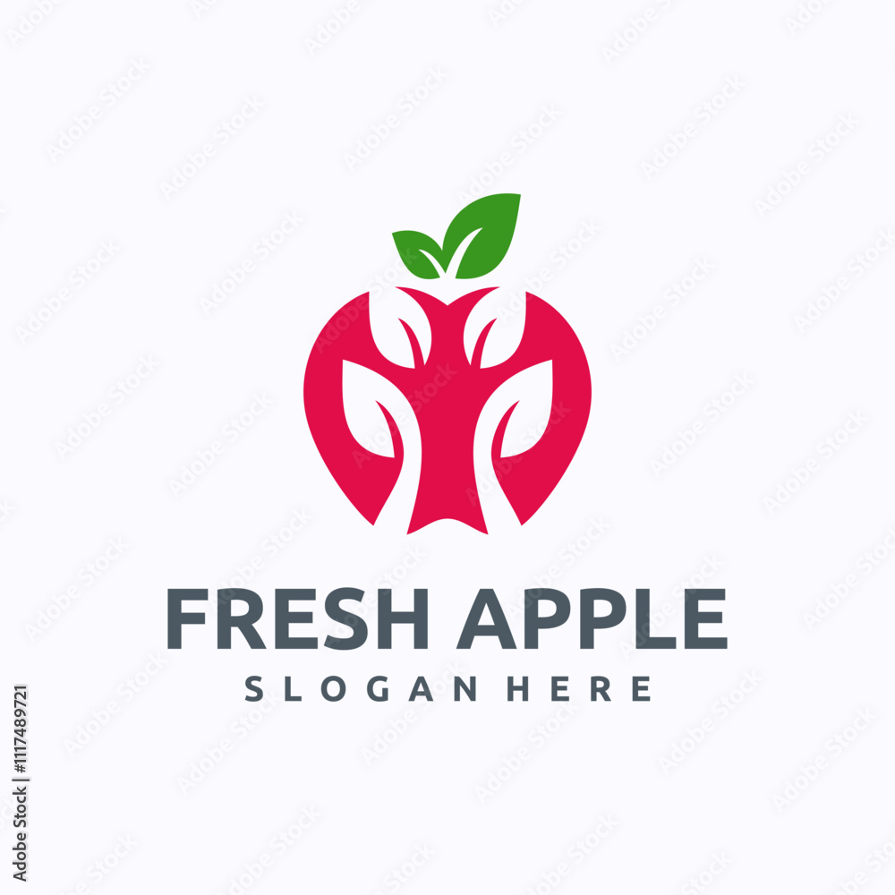 Fototapeta premium Fresh Apple logo design template. Apple leaf concept. Creative vector symbol.