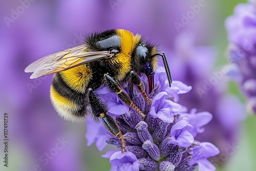 Close-up of Bee Pollinating Flower for Pollinator Protection photo