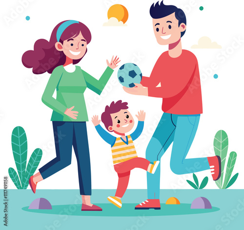 parents playing kid good parenting  vector illustration graphic design art 