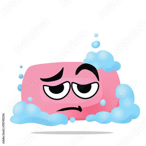 tired soap mascot vector illustrations. fun, colorful, and playful concept. cleaning tools, washing, interest, lifestyle, education, house, and environment themes