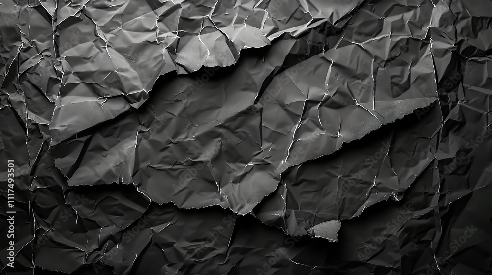 Black crumpled paper texture Black crumpled paper texture