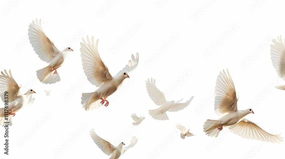 Obraz premium white doves isolated on a white background