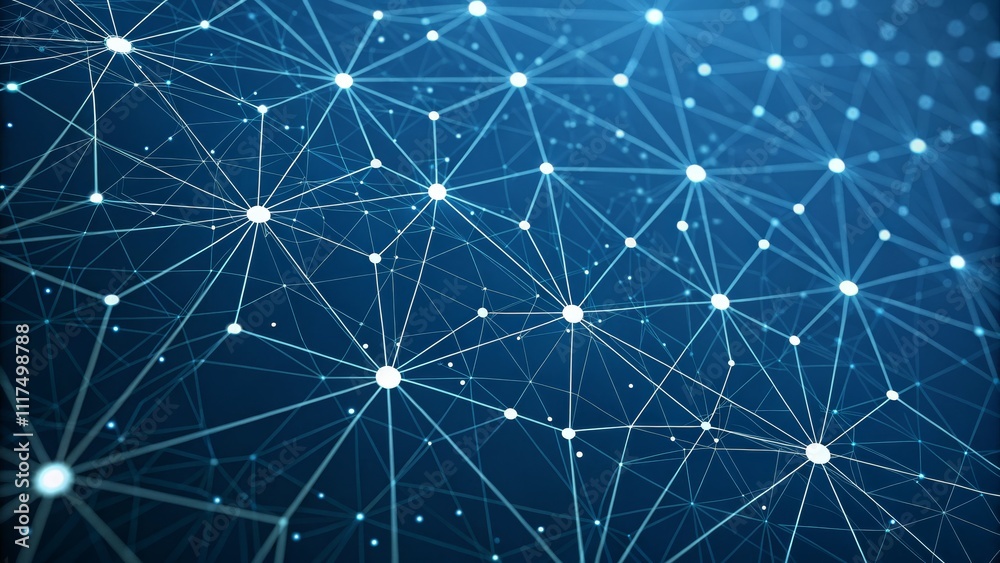 Perspective View of Interconnected Nodes Abstract Network Composition, Blue Hues, Digital Connectivity Network, Node, Connectivity Perspective View of Interconnected Nodes Abstract Network Composition, Blue Hues, Digital Connectivity Network, Node, Connectivity