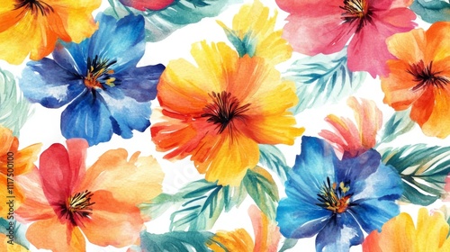 Vibrant Watercolor Floral Pattern Design