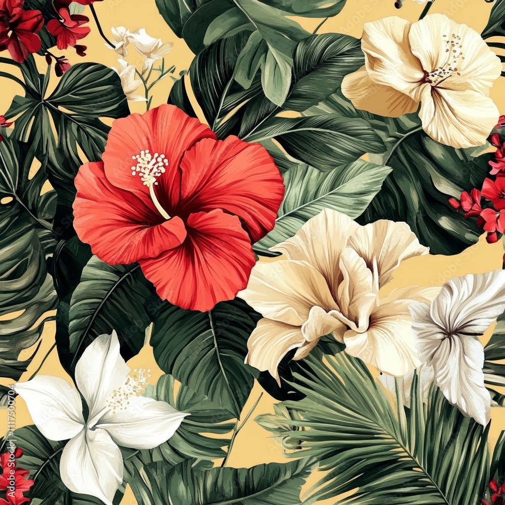 custom made wallpaper toronto digitalVibrant Tropical Floral Pattern Design