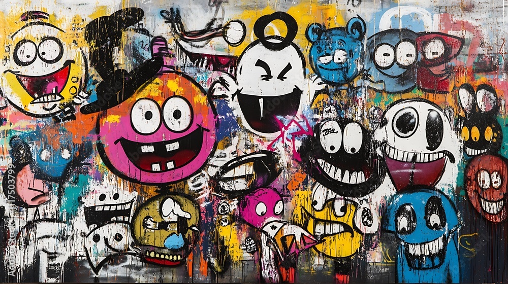 Fototapeta premium A Colorful World of Grinning Faces