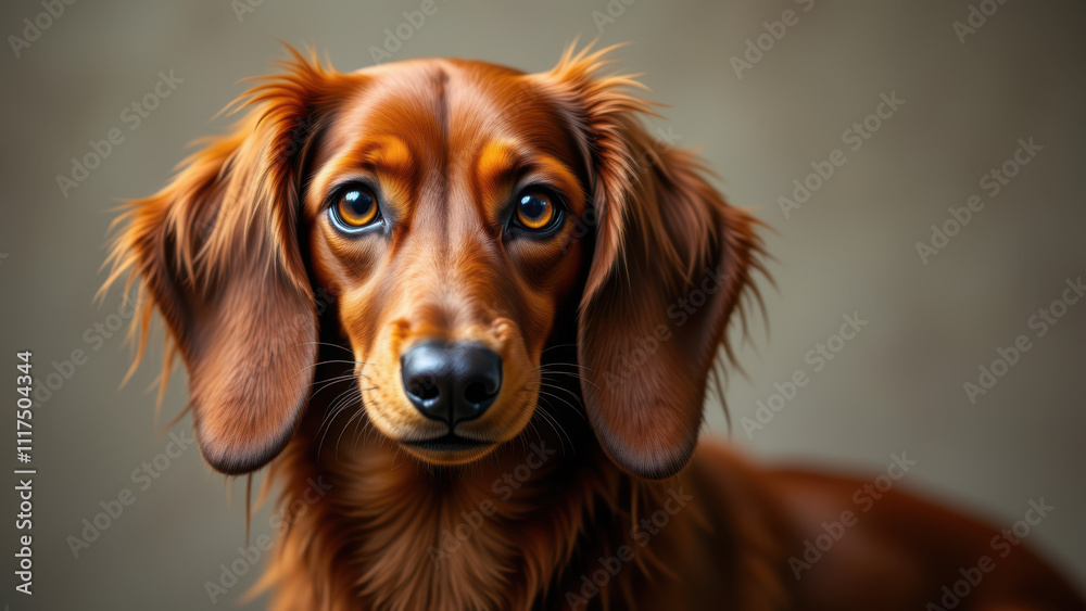 A long-haired dachshund puppy with a light brown coat, looking directly at the camera. A long-haired dachshund puppy with a light brown coat, looking directly at the camera.