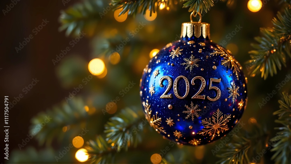 Close up of blue christmas ball with Close up of blue christmas ball with
