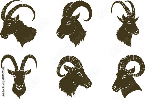 Majestic Horned Ibex Vector Artwork
