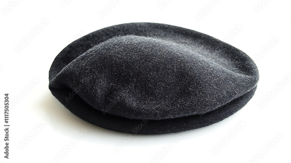 Black Wool Beret on White Background Black Wool Beret on White Background