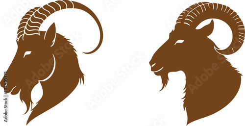 Ibex Head Silhouette Vector Design
