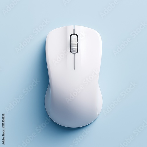 perfect clean white computer mouse on light blue background