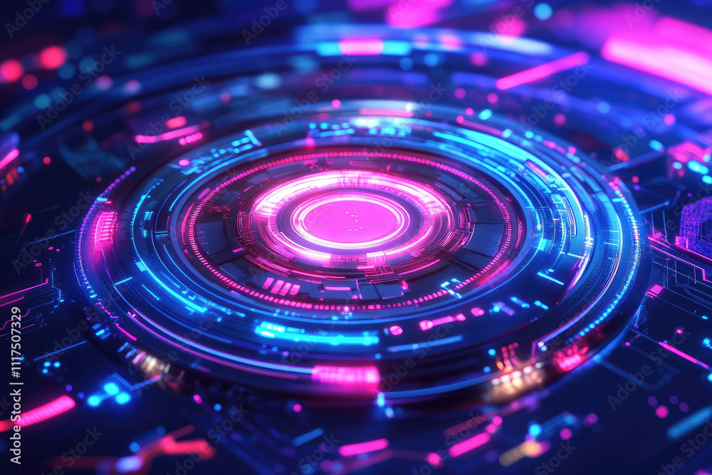 Futuristic glowing holographic interface with vibrant colors Futuristic glowing holographic interface with vibrant colors