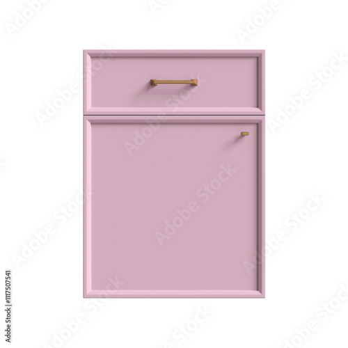 d render of a pink facade , doors for kitchen cabinets, front view, classic kitchen facade