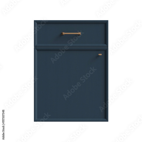 d render of a dark blue facade , doors for kitchen cabinets, front view, classic kitchen facade