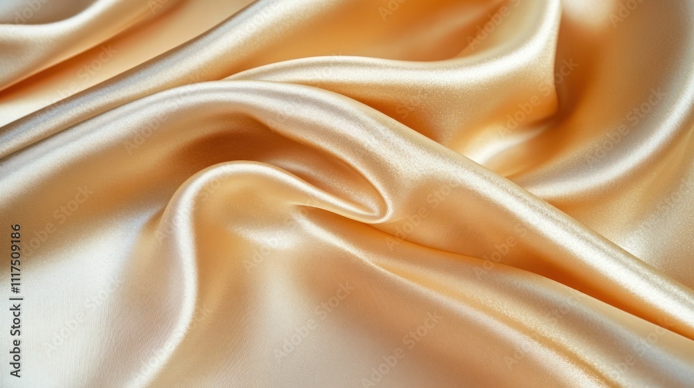 Fototapeta premium A close-up of smooth, shimmering golden fabric, showcasing its texture and elegance.