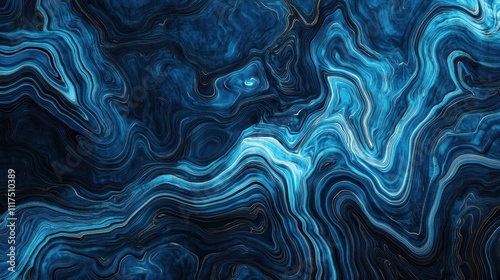 Abstract Blue Swirling Marble Texture Background.