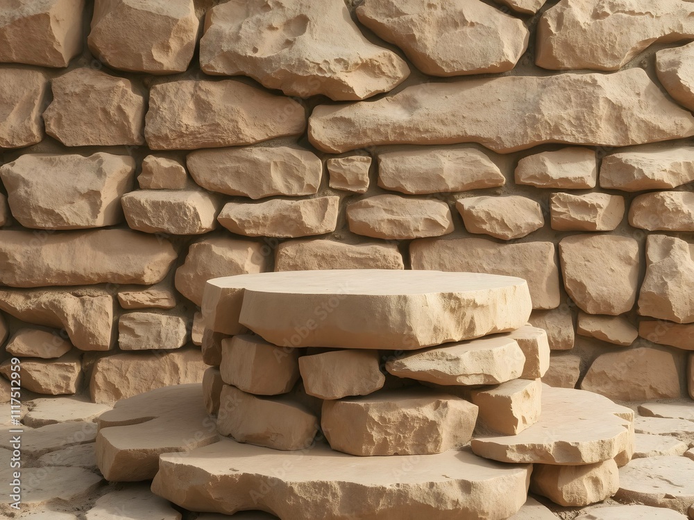 Rock stone podium with background