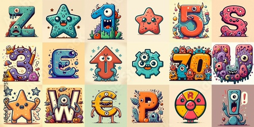 Cartoon Monster Lettering Typeface. AI generated illustration