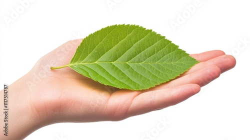 Hand Holding Leaf Symbolizing Renewable Energy