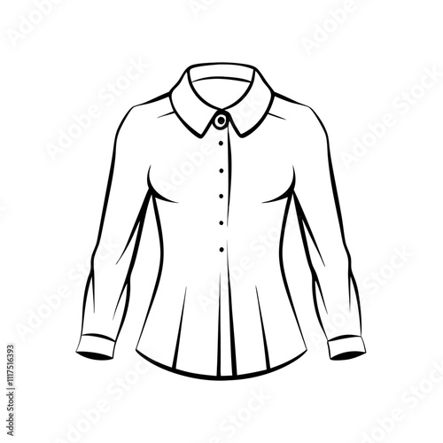 line drawing long sleeve blouse with transparent background