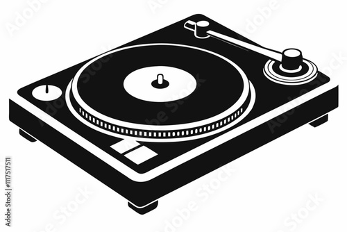 Black Turntable Silhouette on White Background