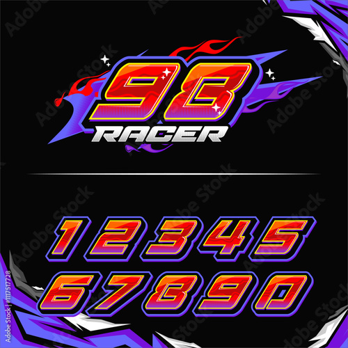 vector racing numbers for drag motorbikes and cars	
