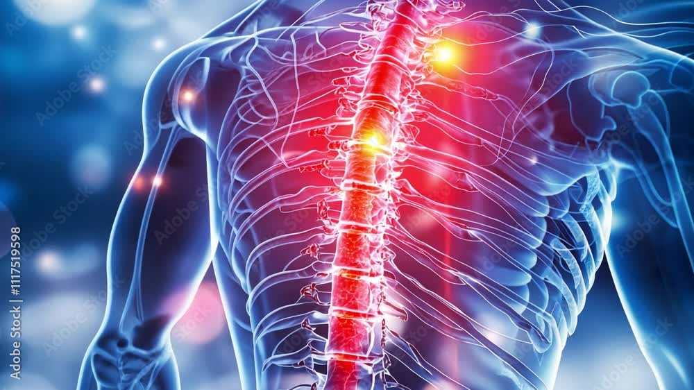 Nerve cell regeneration in spinal cord injuries, focusing on breakthroughs in restoring lost function.