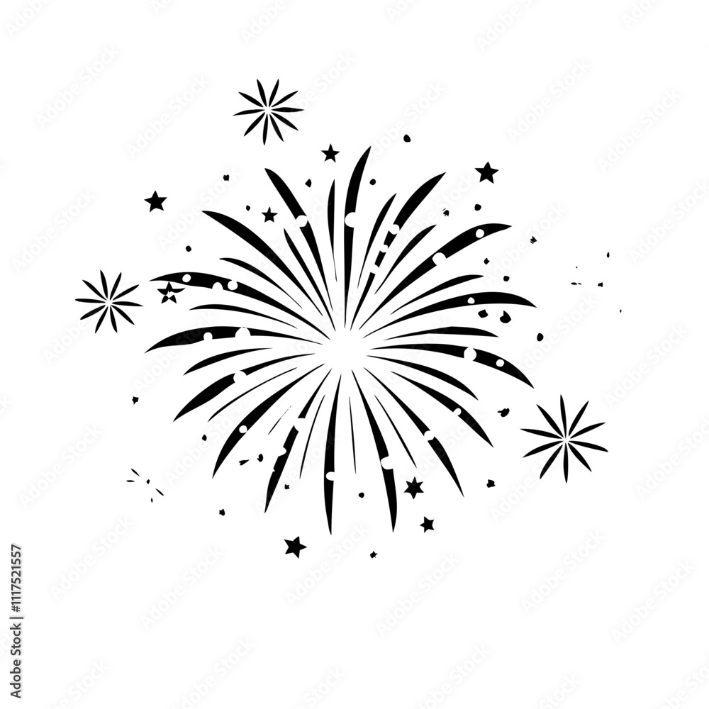 Obraz premium gold fireworks silhouette, new year vector icon - silhouette vector art of gold fireworks, symbolizing new year celebrations. new year silhouette.