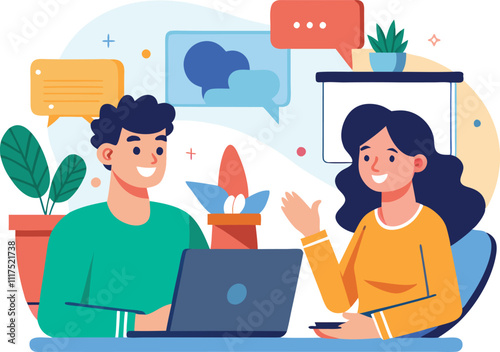 people chatting each other in online mobile internet social media vector illustration graphic design art 