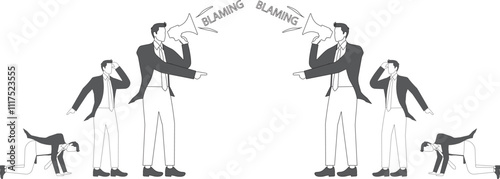 Conflicts, contradictions, quarrels, disagreements, angry two team members blaming each other