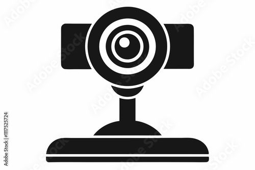 Webcam Stand Silhouette Vector on White Background