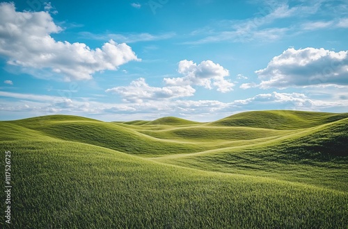 The vast and beautiful grasslands of Inner Mongolia, showcasing the endless green expanse under a clear sky, representing the natural beauty and serenity of the region.