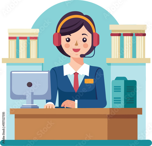 female bank employee accountant vector illustration graphic design art